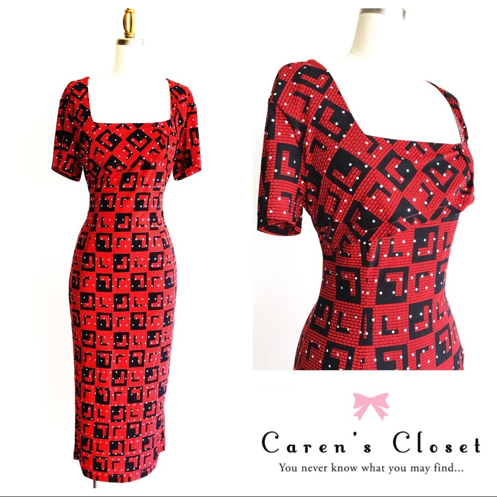 Betty Paige Red Rhinestone Retro Pin-up Dress no tags